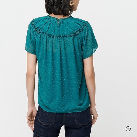 J Crew Gathered bib top in drapey swiss dot dark berry pink Sz XS - Picture 10 of 10